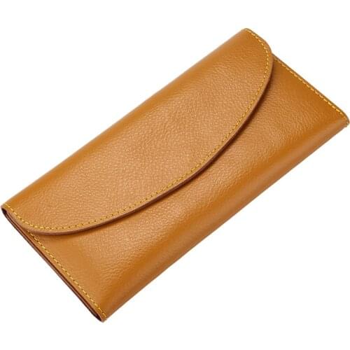 EASYANT Retro genuine leather leather simple ladies wallet fashion trend functional wallet long handbag