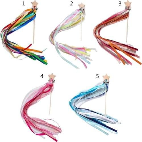 Rainbow Hand Bells Kite Ribbon Streamer Wand with Jingle Bells Montessori Sensory Rainbow Ribbon Baby Rattle Educational Toy