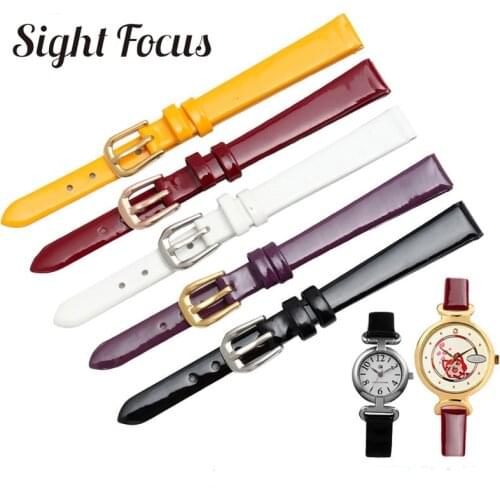 6mm 8mm10mm Patent Calfskin Cow Leather Watch Bands Strap Trending Yellow Purple Wine Black White Watchbands Girl Horlogebandjes