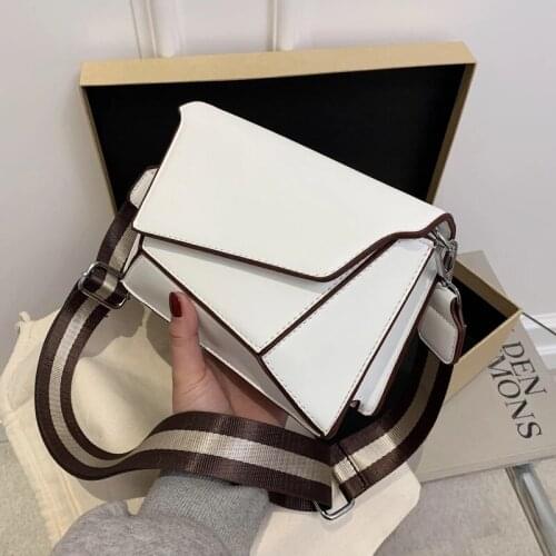 Luxury Desig Bag Hot Sale White Shoulder Bag Trendy Irregular Small Square Bag Women Wide Strap Crossbody Bags Cute Leather Bag