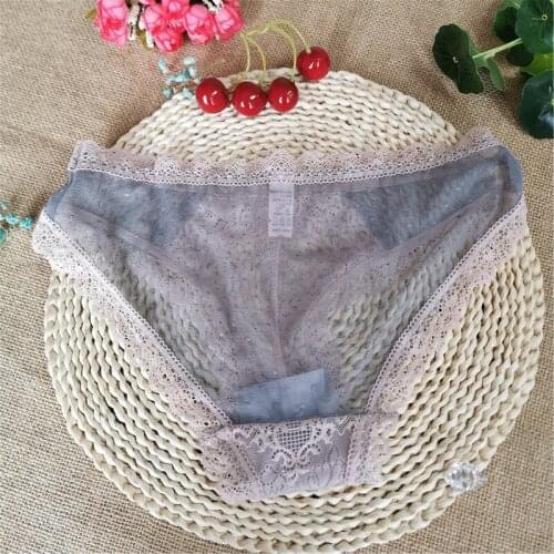 Pink and gray Underpants lace low waist, hot, transparent, traceless, ultra-thin sex, seduction, see-through cotton crotch pants