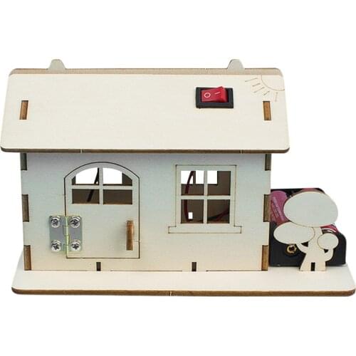 DIY Wooden Cabin Handmade Assembly Building Model with Light Child Science Education Experiments Toy For Kids Children Gifts
