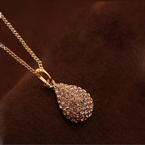 Temperament fashion with short chain drill water droplets necklace