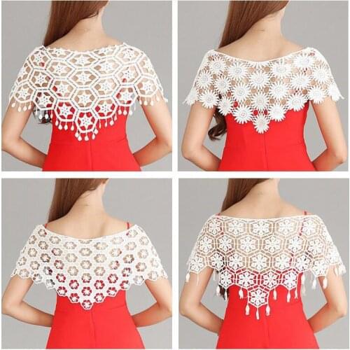 Knitted Lace Collar Hollowed-Out Neck Jacket Strapless Flower Shawl WomenS Clothing Sewing Vest Lace Fabric DIY Sewing Supplies