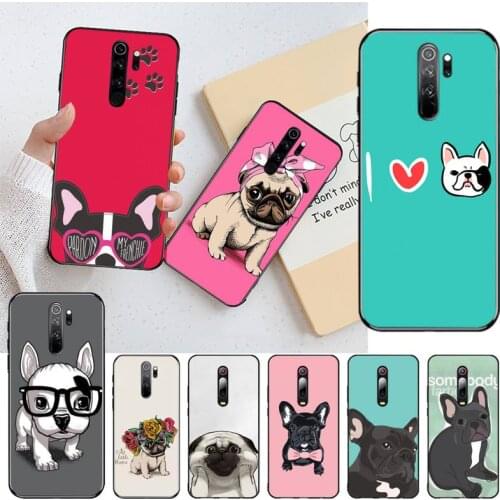 YJZFDYRM Pug French Bulldog Phone Case for Redmi 8A Note 9 8 8T 7 6 6A 5 Go Pro Redmi 9 K20