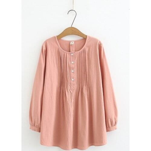 Plus Size Womens Full Cotton Blouse Officewear Long Sleeve Elegant Blusas Fashion Solid Flare Oversized Tops