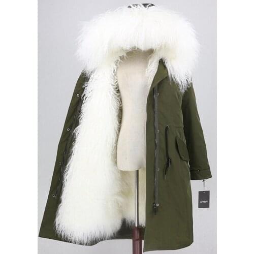 Fur Real Fur Coat Brand X-long Waterproof Parka Natural Mongolia Sheep Winter Jacket Women Warm Detachable Streetwear Outerwear