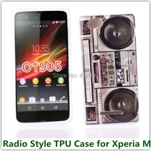 1PCS Fashion Vintage Radio Soft TPU IMD Back Skin Pouch Cover Case for Sony Xperia M C1905 Cellphone Bags Free