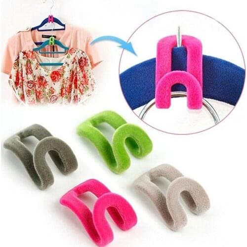 10Pcs/Set Creative Mini Flocking Clothes Hanger Anti-slip Easy Hanging Hook Closet Organizer Holder