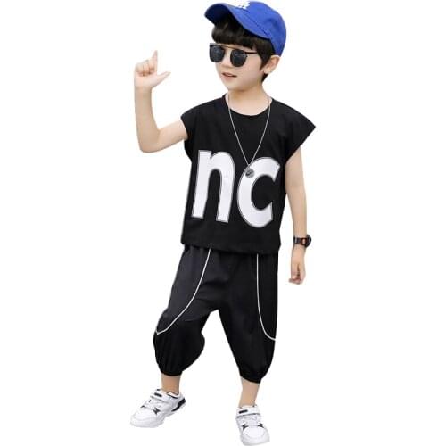 2020 Baby Summer Clothing Toddler Children Boy Letter Printing 2 Pcs Suits Style Fashion Pure Color Infant Clothes Set Tracksuit