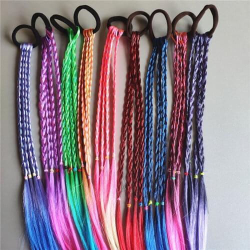 3PCS/Set Rainbow Colorful Braid Hair Band for Children Ornament Hairbands Rubber Band Headband Scrunchie Girls Hair Accessories