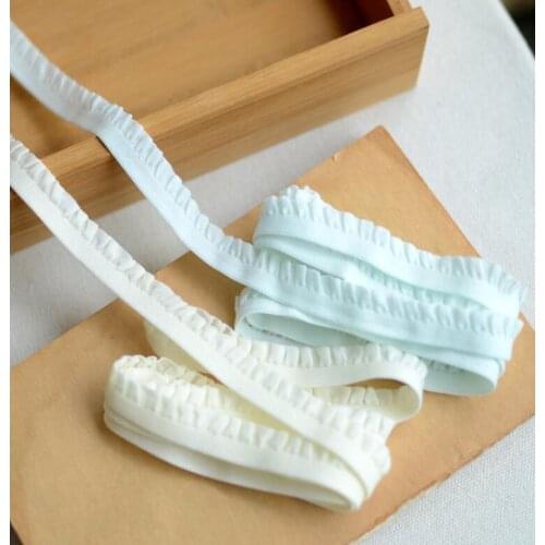 4 Meters Light Blue Light Beige Ruffle Elastic Lace Trims Stretchy DIY Children Accessories Doll Lace Ribbons 1.5cm
