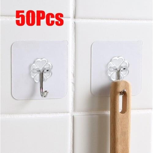 50Pcs Wholesale Transparent Strong Self Adhesive Door Wall Hangers Hooks Suction Heavy Load Rack Cup Sucker for Kitchen Bathroom