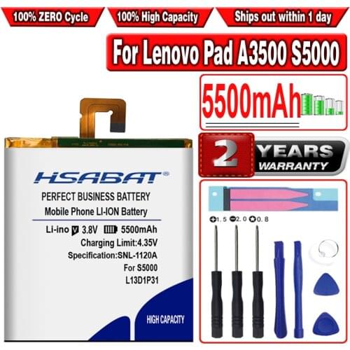 HSABAT L13D1P31 5500mAh Battery for Lenovo Pad A3500 S5000 S5000-H tab3 7 TB3 710i 710F tab 2 A7 A7-30 A7-10F A7-20F Batteries