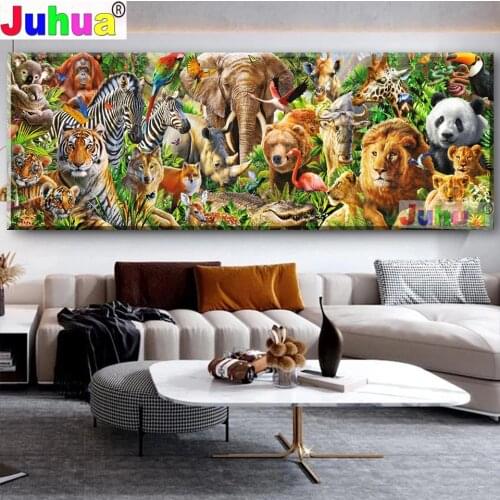 Diamond Mosaic Modern jungle animal art, Elephant Picture Of Rhinestone Diamond Painting Cross Stitch Embroidery Needlework Art