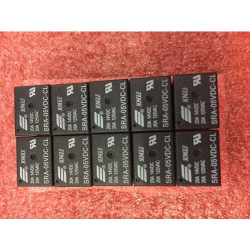 Free Shipping 100% new original relay 10pcs/lot SRA-05VDC-CL 5V 20A 14VDC 5PIN