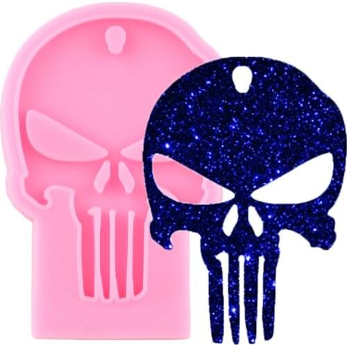 Shiny Glossy Halloween Skull Keychain Silicone Mold DIY Handmade Charms Molds Polymer Clay DIY Jewelry Making Moulds