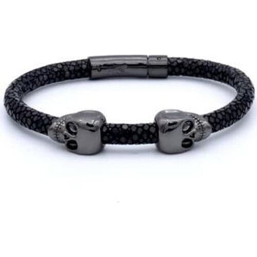 BC mens jewelry Fashion Black Stainless Steel Twin Northskul Man Women Genuine Leather Stingray Bracelet Jewelry Gift Fit Watch