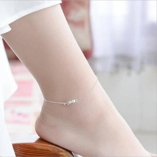 LUKENI Cute Cat Bracelets Women Jewelry Fashion 925 Sterling Silver Anklets Girl Birthday Party Accessories Female Lovers Gift