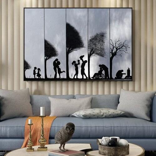 Black and White Sketch Lifetime Witness of Time Canvas Painting Abstract Posters and Prints Wall Pictures for Living Room Decor