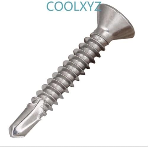 CoolXYZ Cross Countersunk Head Self Drilling Screws KA 304 Stainless Steel Philips Flat Head Drill Tail Self Tapping Screw 5pcs