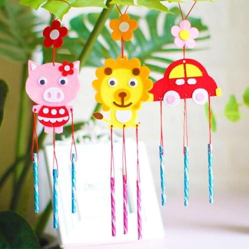Kids DIY Aeolian Bells Cute Animals Handmade Bells Craft Kit Kindergarten Early Education Toys Butterfly Car Wind Bells Toys