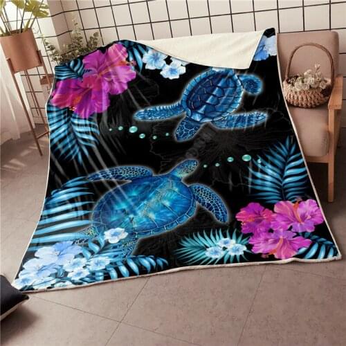 Premium Love Turtle 3d printed fleece blanket Beds Hiking Picnic Thick Quilt Fashionable Bedspread Sherpa Throw Blanket