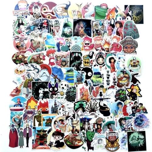 100Pcs Miyazaki Hayao Classic Japanese Anime Sticker For Bike Laptop Book Wall Motorcycle Skateboard Guitar Cartoon Stickers F3