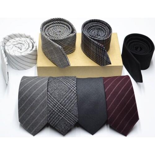 Classic fashion cotton imitation cashmere mens tie new design narrow tie 6 cm repair diagonal plaid tie men formal business wed