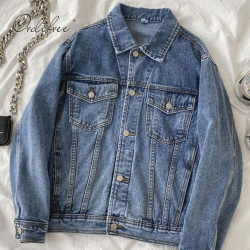 Ordifree 2021 Autumn Women Denim Jacket Coat Casual Outwear Blue Cotton Female Jeans Jackets Streetwear