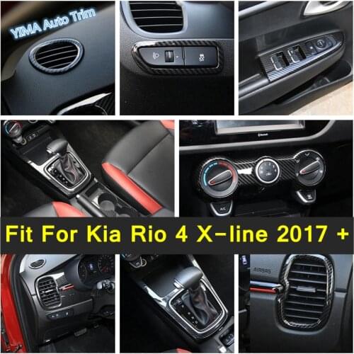 Lapetus Transmission Shift Gear Panel Frame / Head Lights Lamp Switch Button Panel Cover Trim For Kia Rio 4 X-line 2017-2020 ABS