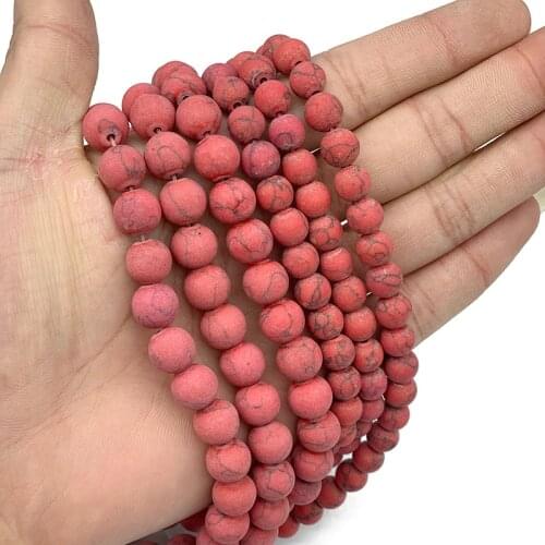 MKTREG Natural Matte Red calaite Stone Round ball 4/6/8/10/12MM Loose beads for jewelry Finding making bracelet accessories DIY