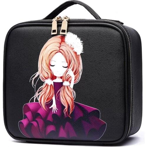 New Cartoon Makeup Bag Women Cosmetic Case High Quality Leather Female Korean Make Up Box Girl Large Capacity Travel Wash Bag