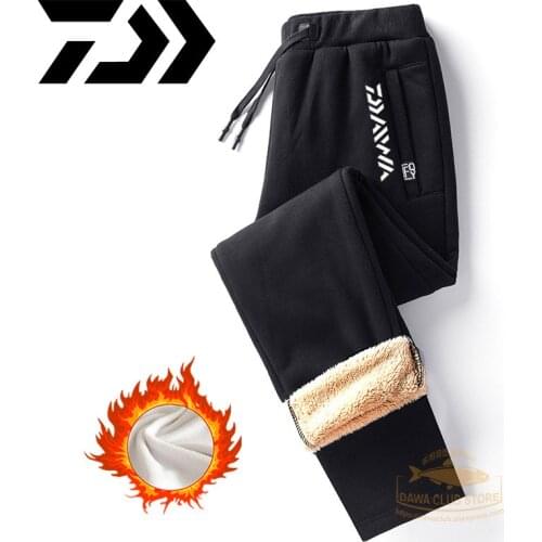 2022 new winter DAWA cashmere fishing pants outdoor camping plus cashmere straight-leg pants DAIWA mens cotton fishing pants