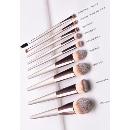 New Womens Fashion Makeup Brushes 9pcs Wooden Foundation Brush Cosmetic Eyebrow Eyeshadow Fat Head Brush Pincel Maquiagem