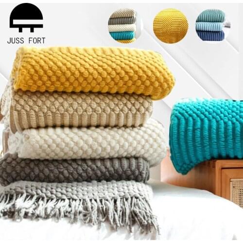 Blanket for Beds Hand-knitted Sofa Throw Blankets Nordic Photo Props Tassel Blanket Air Conditioning Blanket Chunky Knit Blanket