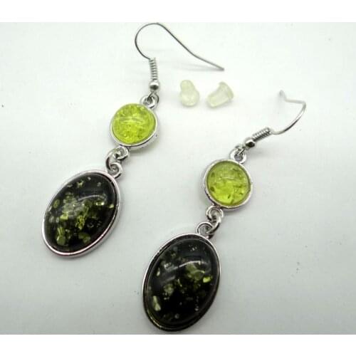 Wholesale Natural Precious Modernist Water drop TEARDROP GOLDEN HONEY PRESSED AMBERS Jewelry making earring Q3