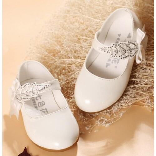 1-6 Years Fashion Crystal Bow Baby Casual Leather Shoes Children Dresses For Kids Spring Toddler Girls Dance Shoes Female Party