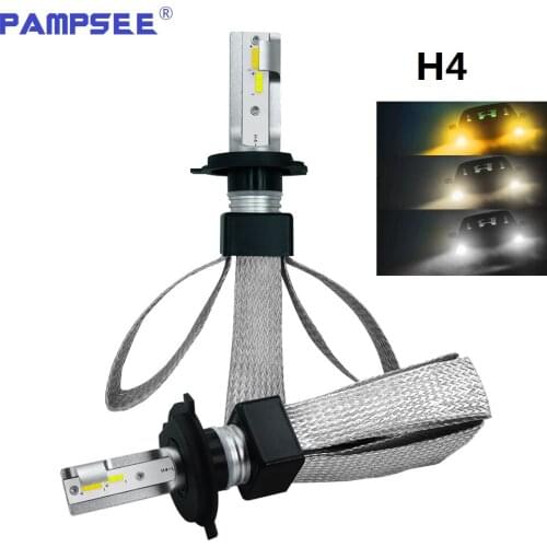 PAMPSEE T9 2 Pcs H4 LED H1 H11 9005 9012 H7 LED car headlight 3 color changing headlights 3000K 4300K 6000K flash 80W Auto Light