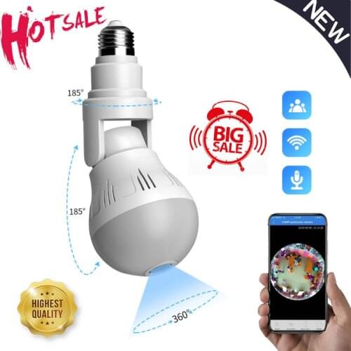 360 Wifi Panorama Camera Bulb Panoramic Night Vision Two Way Audio Home Security Video Surveillance Fisheye Lamp Wifi Camera