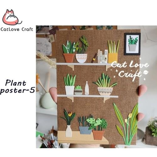 Catlove Plant Poster-5 Metal Cutting Dies Scrapbooking Mold Stencil Die Cuts Card Making DIY Craft Embossing New Dies For 2020