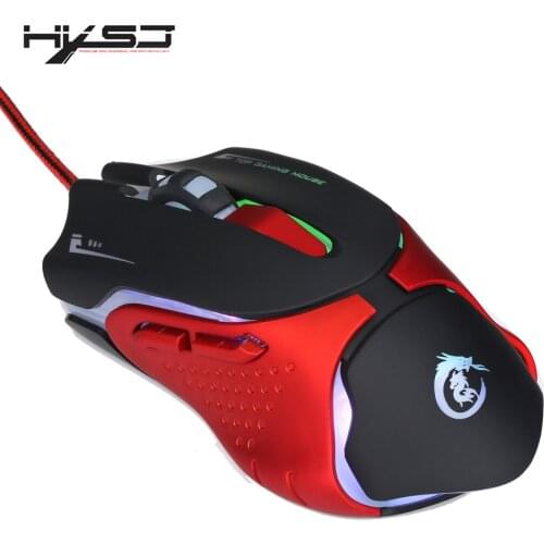 HXSJ 6 Keys Wired Gaming Mouse A903 3200DPI Colorful LED Breathing Light USB Wired Optical Gaming Mouse