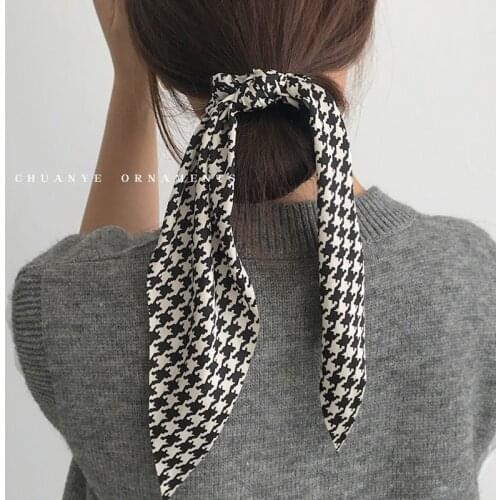2021 Long Ribbon Plaid Print Scrunchies Headband Elastic Hair Bands Streamer Ponytail Scarf Hair Rope Fashion Hair Accessories