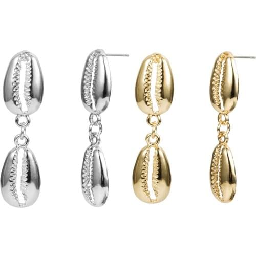 2 Pairs Bohemian Natural Shell Drop Earrings Seashell Dangle Earrings Summer Ear Jewelry