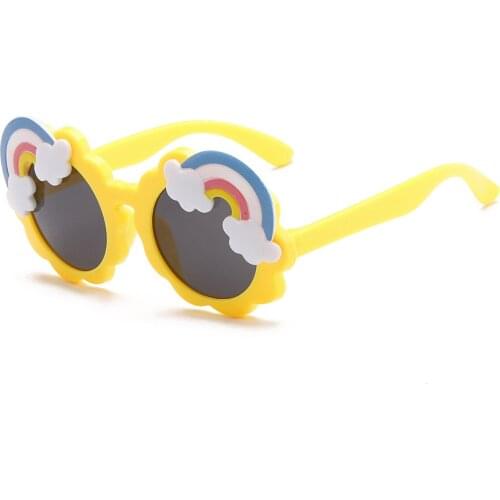 Rainbow Flower Yellow Sun Glasses Kids Round Sunglasses Children Boys Girls Baby Colored Shades Pink Eyeglasses Trends 2021 Gift