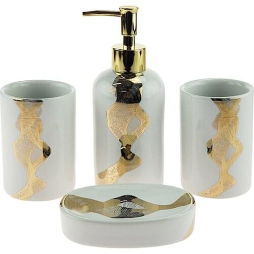 Modern Minimalist Bathroom Supplies White Ceramic Creative Lotion Bottle Soap Dish Mouthwash Cup Bathroom Decoration Accessories