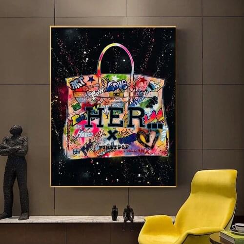 Modern street graffiti beautiful handbags high-definition print on canvas murals and living room decoration paintings