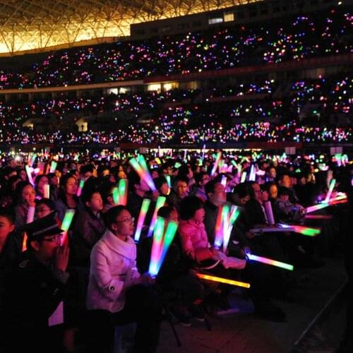 20 Pieces Colorful shiny sponge sticks Luminous Baton LED Foam Stick Chopsticks Rally Party Flashing Glow Batons Light Stick