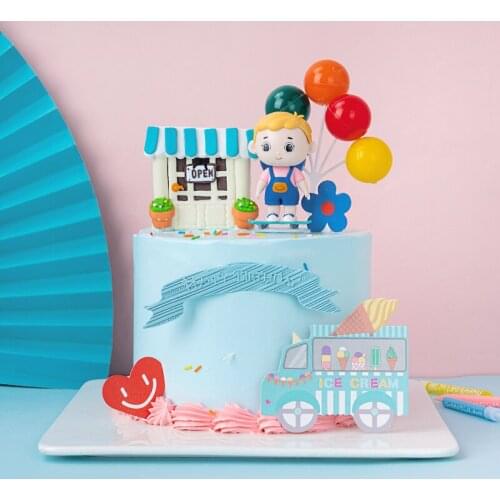 Cake Topper Cartoon Birthday Cake Decoration Ornaments Dessert Shop Candy Sister Skateboard Brother Party Dessert Table Dress Up