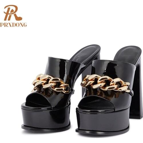 Patent Leather Women Sandals 2021 New Sexy High Heels Platform Black Blue Summer Fashion Dress Party Outdoor Slippers Shoes 43